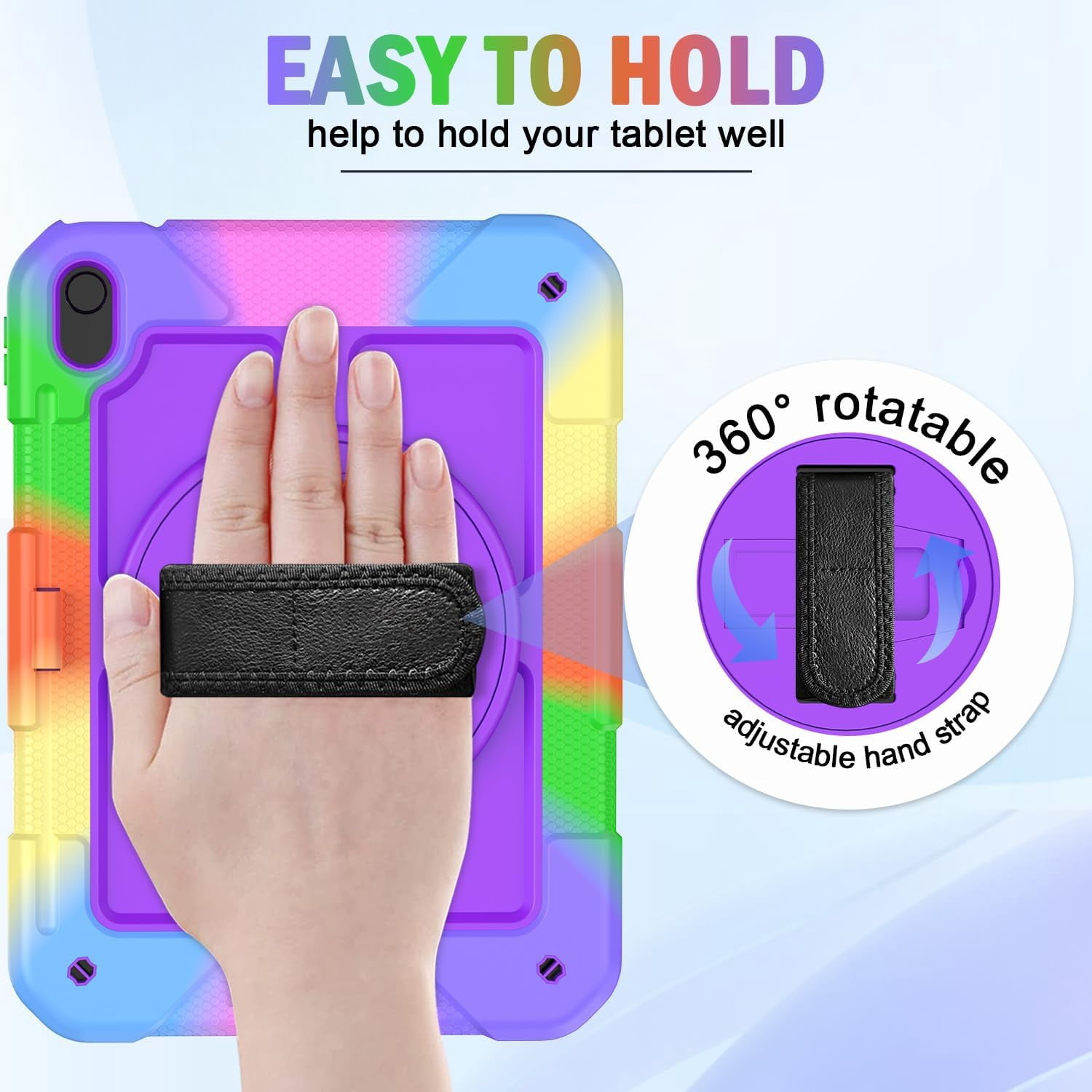 BMOUO Case for iPad (A16) 11th Generation 11" 2025/iPad 10th Generation 10.9 inch 2022, 360 Rotating Stand & Pencil Holder & Hand & Shoulder Strap Shockproof iPad 11th/10th Generation Case, Purple