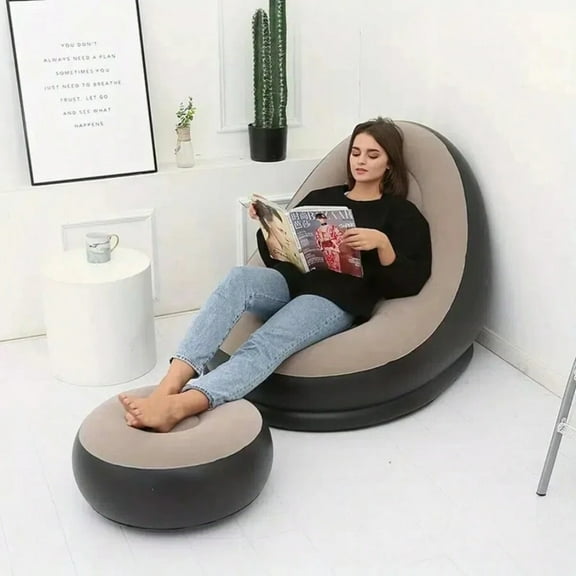 REZJSWFSMMJ Inflatable Lounge Chair For Adults, Folding Portable Lazy Sofa For Indoor Livingroom Gaming Bedroom Office Balcony, Outdoor Travel Camping