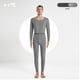 thumbnail image 5 of Conjunto de ropa interior térmica para hombre, calzoncillos largos con forro polar suave, capa base superior e inferior cálidas para el invierno, gris, 5 of 6