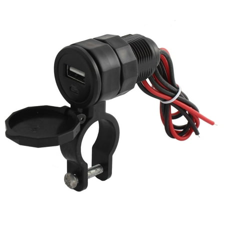 Unique Bargains Motorcycle Mobile Phone GPS Waterproof USB Power Socket Charger w Clamp