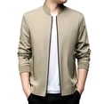 thumbnail image 2 of Stamzod Jackets for Men Long Sleeve Zip Up Bomber Jacket Men Business Casual Work Lightweight Windbreaker Khaki XXL, 2 of 6