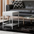 thumbnail image 2 of Vanity Stool with Storage, 19 Inch Faux Leather Ottoman Foot Rest Stool, Makeup Stool with Metal Legs for Bedroom, Living Room, Bathroom, White, 2 of 6