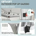 thumbnail image 5 of COBIZI 12'x12' Pop-up Gazebo Patio Gazebo Outdoor Gazebo Canopy with Mosquito Netting Patio Tent Backyard Canopy with 2-Tiered Vented Top 3 Adjustable Height and 144 Square ft of Shade, Gray, 5 of 14