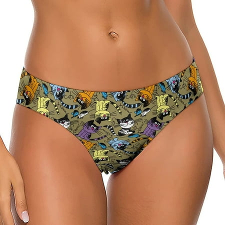 

Orange Purple Cats Women s Thongs Sexy T Back G-Strings Panties Underwear Panty
