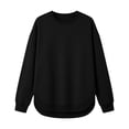 thumbnail image 4 of Sweatshirts for Women Casual Pullover Long Sleeve Side Slit Pocket Crewneck Loose Fit Classic Tops, 4 of 6
