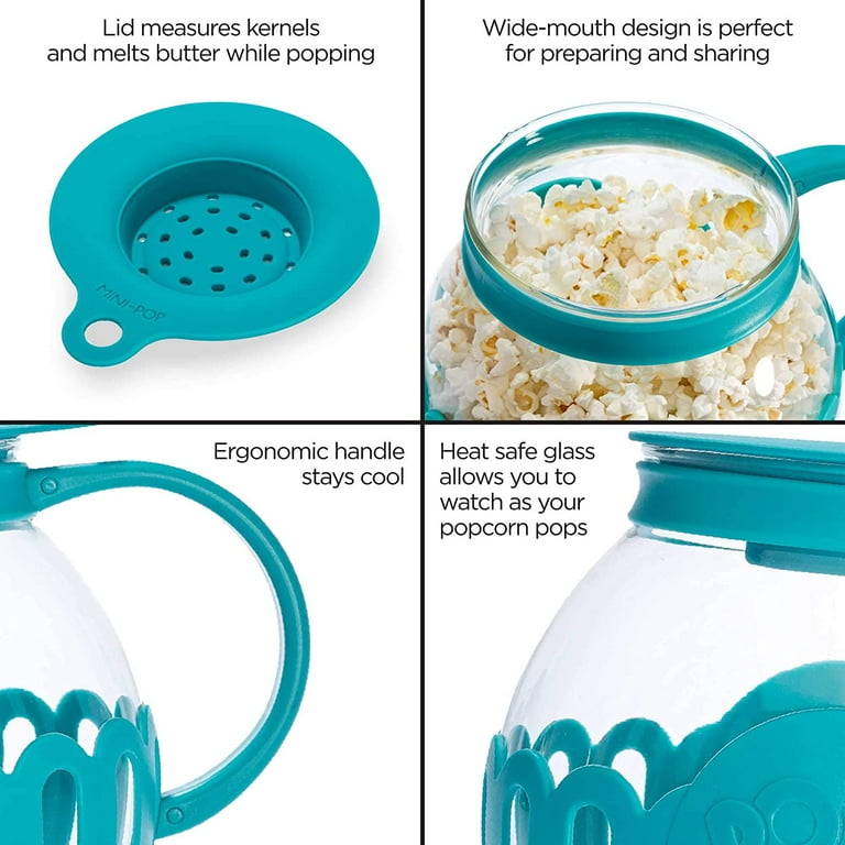 Micro-Pop Popcorn Popper, With 3-in-1 Lid - Ecolution - 1.5 Quart Snack  Size / Teal