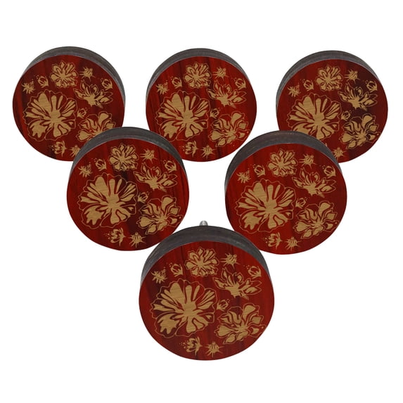 IBA Indianbeautifulart Red Engraved Knobs Furniture Knobs Cabinet Drawer Pull Pack 10