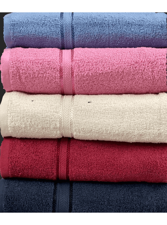 Springfield Linen Luxurious Viscose Embroidered 6 Pack Bath Towels Extra-Absorbent 100% Cotton - 27" x 54"