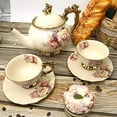 thumbnail image 5 of 15 Pieces British Porcelain Tea Set, Floral Vintage China Coffee Set, Wedding Tea Service for Adult, Big Tea Cup, 5 of 8