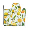 thumbnail image 2 of Yellow Lemon Fruit Oven Mitts and Pot Holder Set Blue Resistant Hot Pad Non-Slip Baking Gloves Kitchen Mitt for Grilling Cooking, 2 of 4