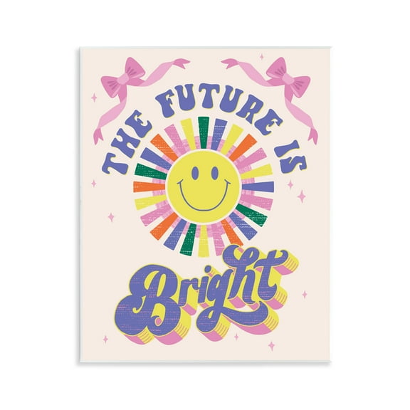 Stupell Industries Groovy Future Is Bright Text & Numbers Painting Unframed Art Print Wall Art, 11 x 14