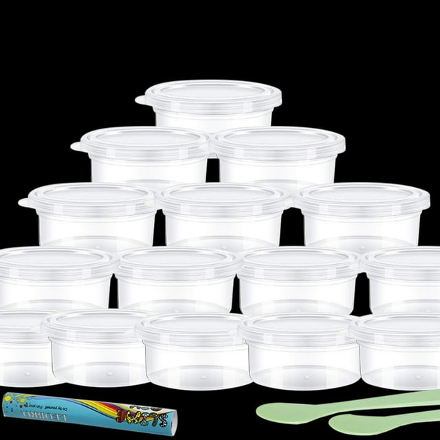 Coofit 25 Pcs Conteneur de Stockage en Argile Plastique Rond avec Couvercle