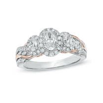 Vera Wang Oval Lab-Created Diamond Three Stone Engagement Two-Tone Silver Ring