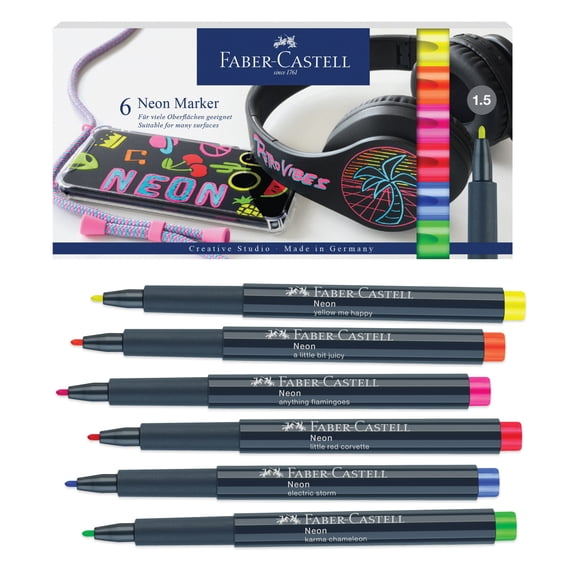 Faber-Castell Neon Creative Marker – Adult, Marker Set for Artists