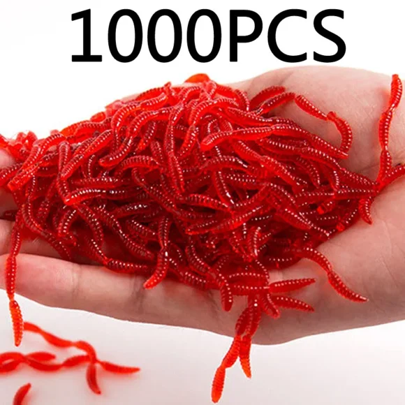 Red Worm Lure 5cm/1.97in Lifelike Fishy Smell Earthworm Stick Fishing Lures Artificial Fishing Soft Bait Pesca 50-1000Pcs