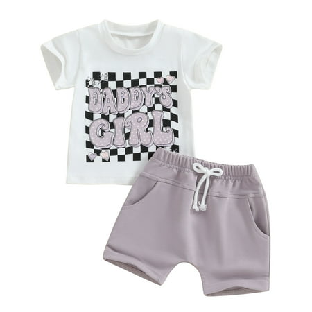 

Bagilaanoe 2pcs Toddler Baby Girl Shorts Set Short Sleeve Letter Print T Shirt Tops + Shorts 6M 12M 18M 24M 3T Kids Casual Summer Clothes