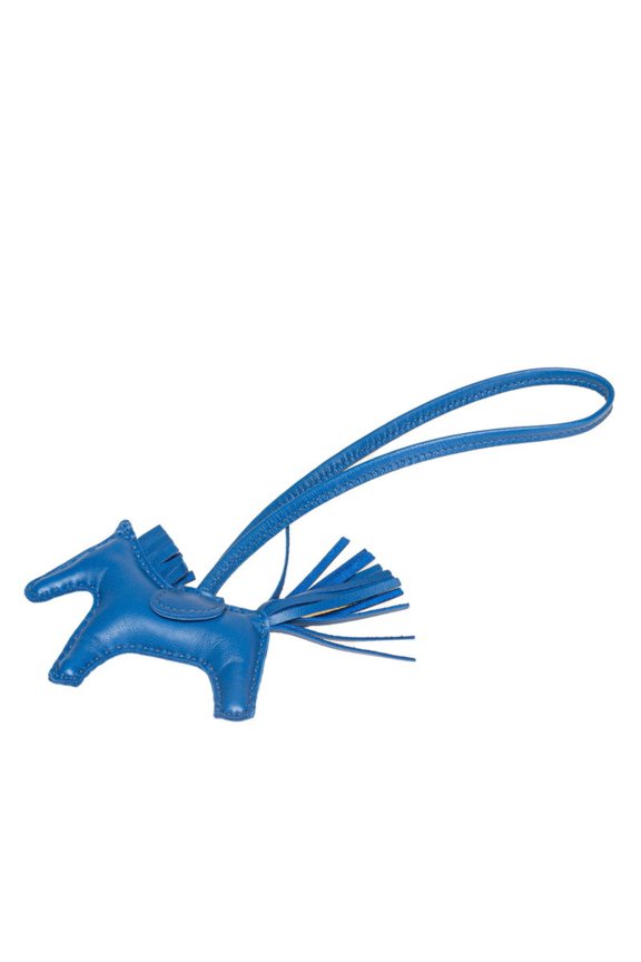 Pre-Owned Herms Rodeo PM Bag Charm, Blue Zanzibar, Anjo Milo Leather, Women's,... (Good)