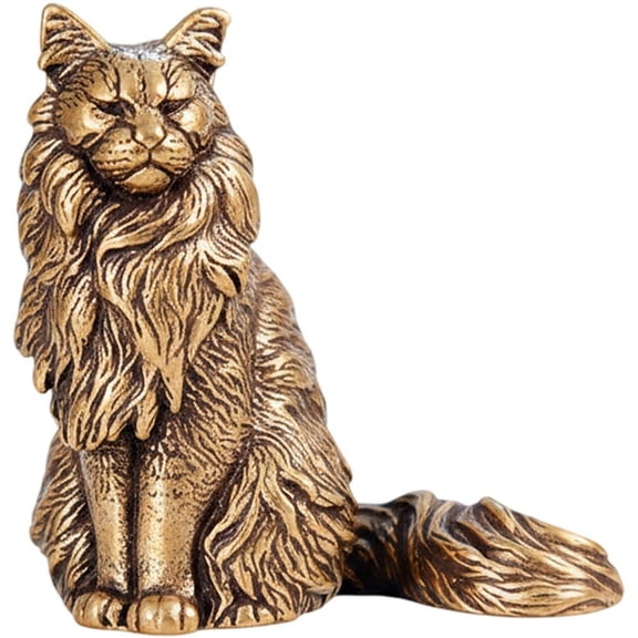 Slccxzc Mini Brass Cat Figurine Retro Kitten Statue Collectible Desktop Home Decor