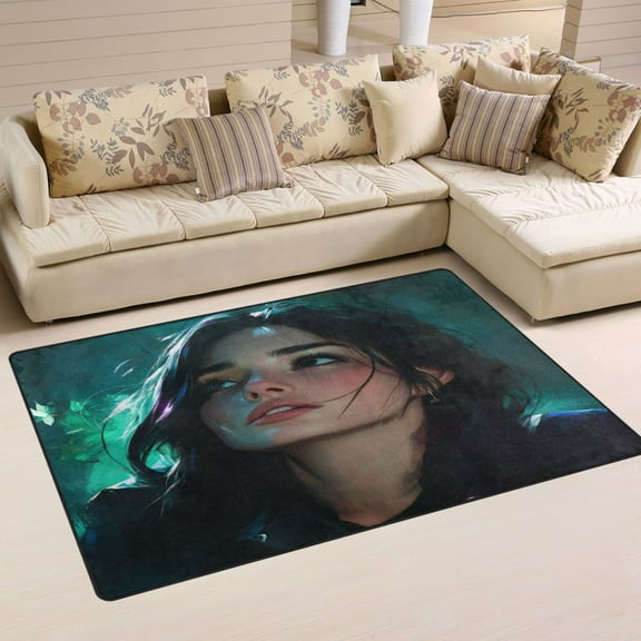Anime Girl Soft Polyester Area Rug 31''x20'', Non Slip, Memory Foam, Water Absorbent