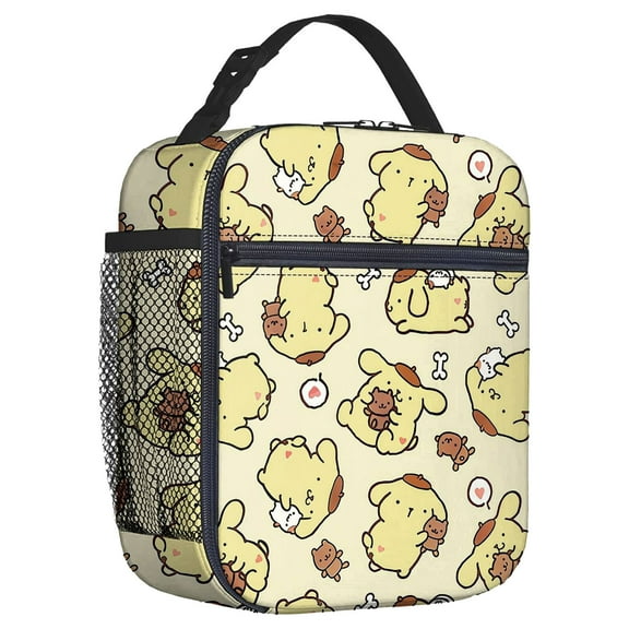 For Pompompurin Cartoon Theme Insulated Lunch Bag,Portable Reusable Lunch Tote Box,8.66x4.33x10.24 inch with Mesh Side Pocket for Unisex Picnic,Camping,Trips