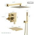 thumbnail image 3 of Boyel Living 12 in. Shower System Rainfall Shower Head with Handheld Shower Head 1-Spray Bathtub Faucet Set for Bathroom Wall Mount Shower Faucet in Brushed Gold (Valve Included), 3 of 10