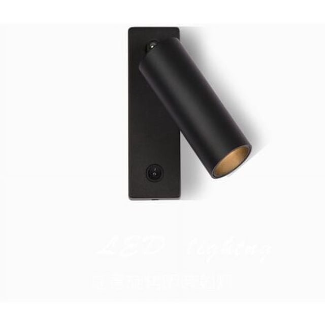 3W Luz cálida 3000K Foco de cabecera montado en superficie Foco LED con orificio libre Lámpara de pared Luz de lectura de hotel Pasillo Bar Hogar, Negro