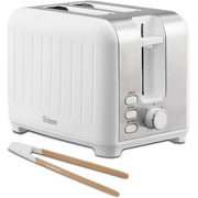 Twinzee - Vintage Toaster Black matte - Retro Toaster 2 Slices Stainless Steel with Bamboo Clips & Crumb Tray - 6 Toasting Settings 850W