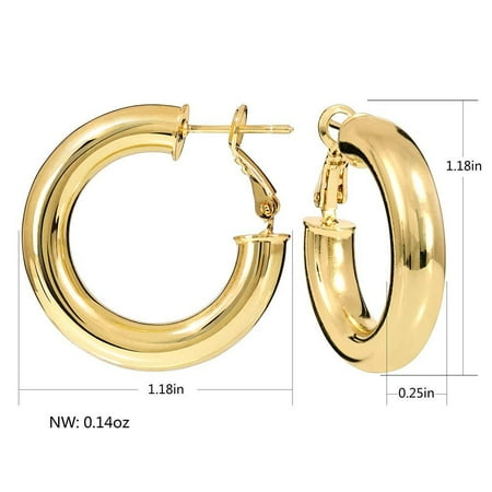 gold earrings 25mm hoops 30mm hoop chunky thick tube