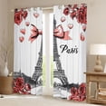 thumbnail image 2 of Homewish Red Bowtie Ribbon Blackout Curtains Set of 2 (52x84 Each),Paris Eiffel Tower Window Curtains,Romantic Rose Curtains and Drapes For Men Women,Ultra Soft Home Decor, 2 of 6