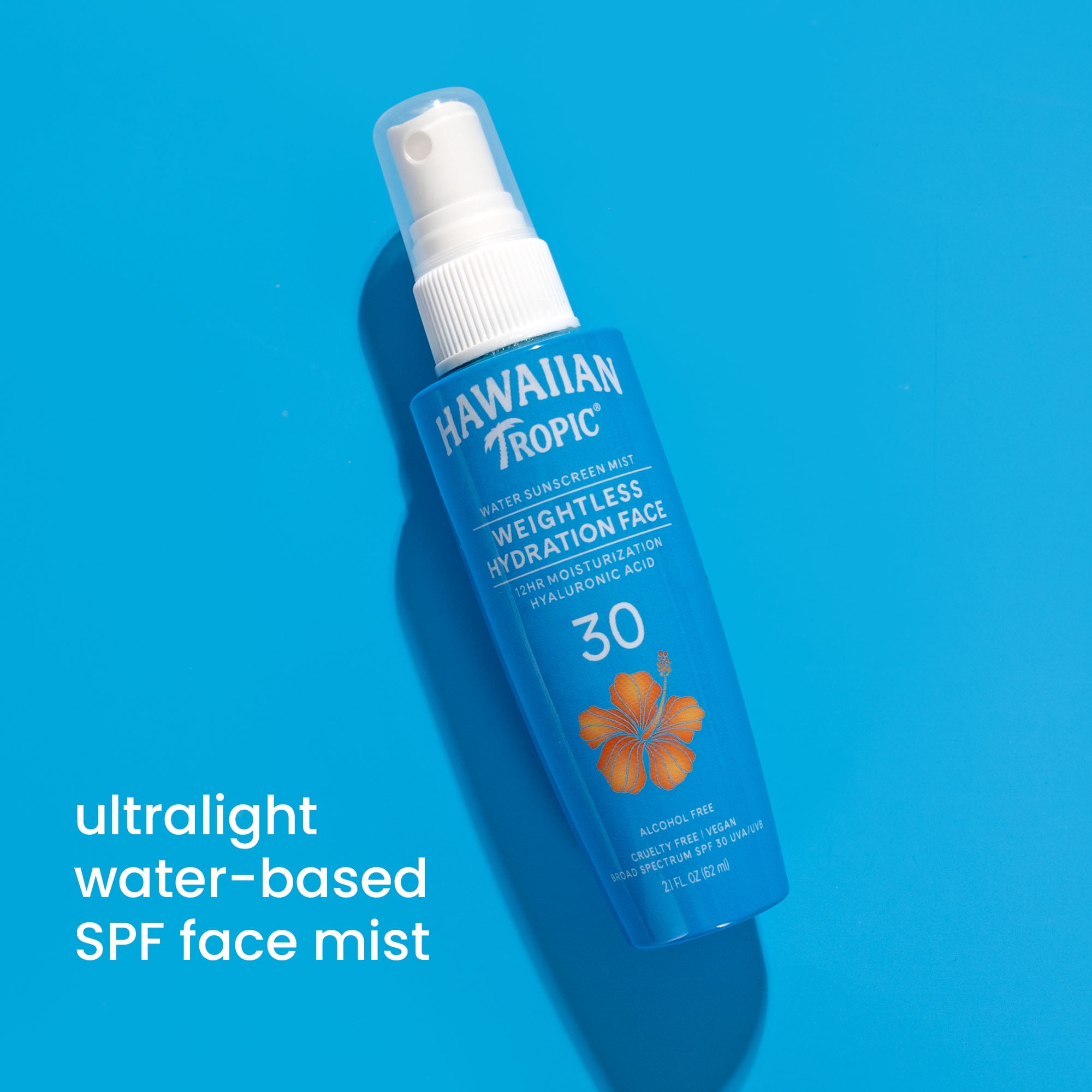 Hawaiian Tropic Weightless Hydration Water Mist Face Sunscreen, SPF 30, 2.1 fl oz