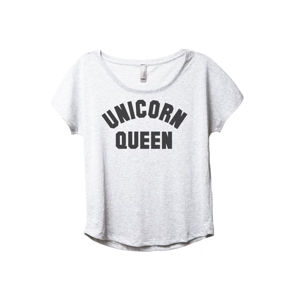 Unicorn Queen Women's Fashion Slouchy Dolman T-Shirt Tee Heather White Large