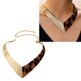 thumbnail image 2 of Stylish Leopard Pattern V Shaped Necklace Craft of Practical Sturdy Leather Alloy Materials for Trendy Women Ladies, 2 of 8