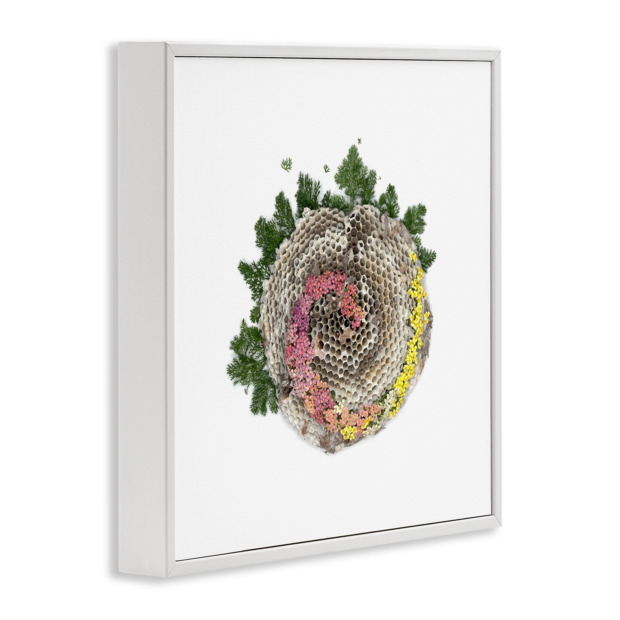 Stupell Industries Honeycomb with Botanicals White Framed Giclee Art, design by Beth Adoette