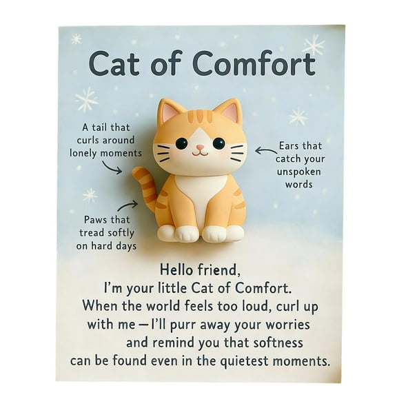 Pocket Hug Cat Acrylic Animal Emotional Support Gifts with Inspirational Positive Pocket Hug Card for Friends Coworkers Cat Lovers Long Distance Relationship Birthday Christmas Gift