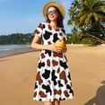 thumbnail image 4 of Disketp Brown Black Cow para Vestido de Manga Corta para Mujeres, Vestidos de Verano para Mujeres, Casual y Holgado para la Playa, 4 of 6