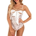 thumbnail image 2 of LilyLLL Womens Erotic Crotchless Bodysuit Underwear Bowknot Lace Lingerie Nightwear, 2 of 5