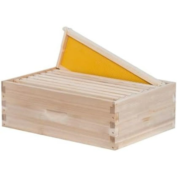 8 Frame Super Bee Hive , Langstoth Honey Super Bee  for Beekeeper,Include Beehive Frames and Wax Foundations (unassembled)