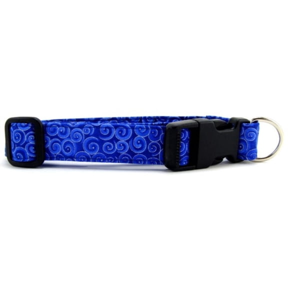 Metallic Blue Swirls Dog Collar - Size - Medium