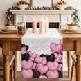 thumbnail image 3 of Valentine's Day Cotton Linen Table Runner for Dining Kitchen, Romantic Love Heart Ballons Pink and Black Wedding Outdoor Party Tablerunners, Dresser Scarf Coffee Tablecloth Runners 13x48 Inches, 3 of 8