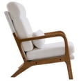 thumbnail image 3 of High Back Solid Wood Armrest Backrest Iron Frame Teddy Velvet Indoor Leisure Chair Off-White, 3 of 9