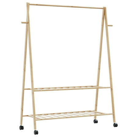 vidaXL Clothes Rack with Shelves and Wheels 52"x17.9"x61.2" Bamboo