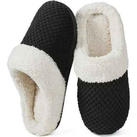 

Slip On Slippers Sherpa Lined House Shoes with Memory Foam for Indoor Outdoor Machine Washable