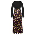 thumbnail image 5 of FDGIU Halloween Costumes Women's Fashion Printed Long Sleeve Round Neck Pullover Patchwork Dress Womens Dress Long Lantern Sleeve, 5 of 5