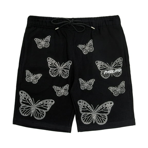 Butterfly Rhinestone Shorts - Black