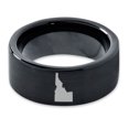 thumbnail image 2 of Tungsten Idaho The Gem State Band Ring 9mm Men Women Comfort Fit Black Flat Cut Brushed Polished, 2 of 4