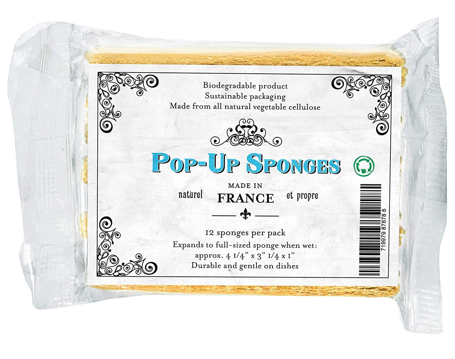 G.E.T. French All-Natural Kitchen Cleaning Sponge, Biodegradable (Pack of 12)