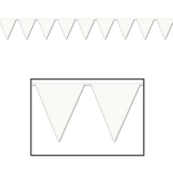 Beistle Club Pack of 12 White Outdoor Pennant Banner Hanging Party Decorations 12'