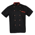 thumbnail image 1 of Chaqueta de chef unisex de manga corta, ropa de camarero, cocina Negro XXL, 1 of 9