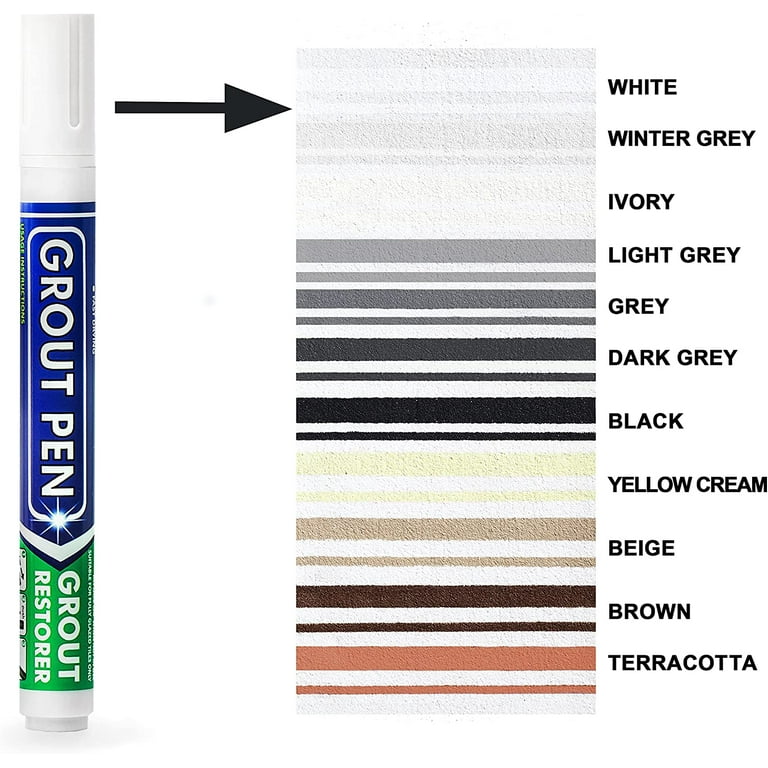 Grout Pen White Tile Paint Marker: Waterproof Grout Paint, Tile Grout  Colorant and Sealer Pens - Narrow 5mm, 3 Pack with Extra Tips (7mL) White -  Yahoo Shopping