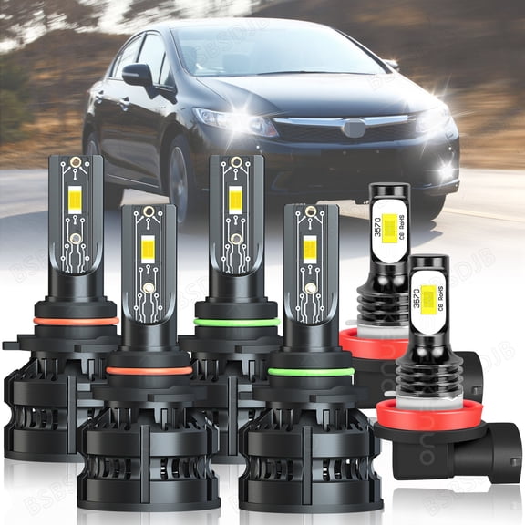 For Honda Civic 2006-2014 Combo LED Headlight   Fog Light Bulbs Bright White